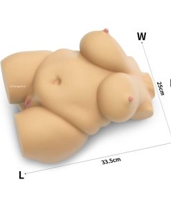 The doll lying on a white background with all her measurements