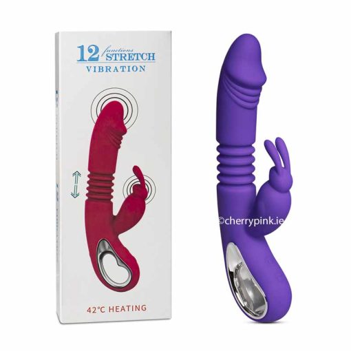 The Purple Thrusting Rabbit Vibrator With Heating Function With Its Display Box