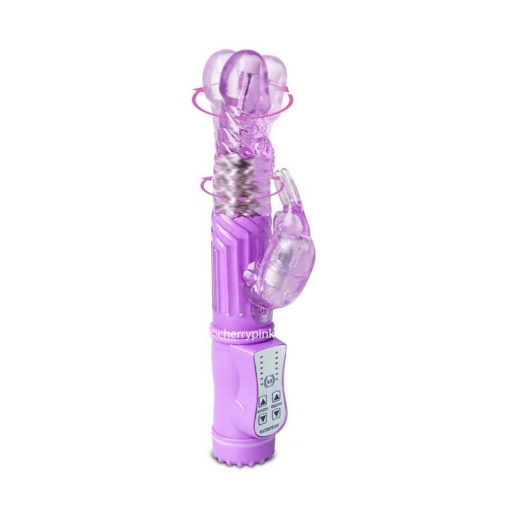 The USB Rechargeable Purple Rabbit Pearls Vibrator With Rotation