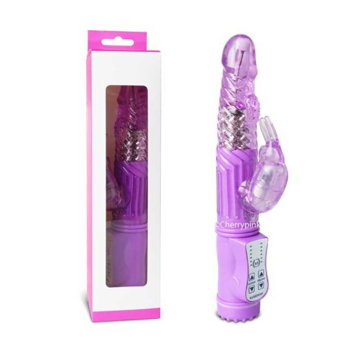 USB Rechargeable Purple Rabbit Pearls Vibrator With Its Display Box