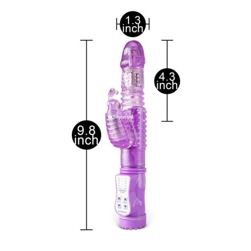 The purple vibrator standing with all its sizes