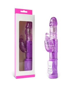 The purple vibrator standing with its display box