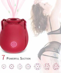 The Clitoral Rose Massager with Intense Suction Standing with a Women Dressed in Lingerie