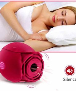 The clitoral sucking vibrator and a lady in bed with a silence sign