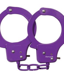 Sex Extra Metal Bondage Handcuff in Purple on a White Background