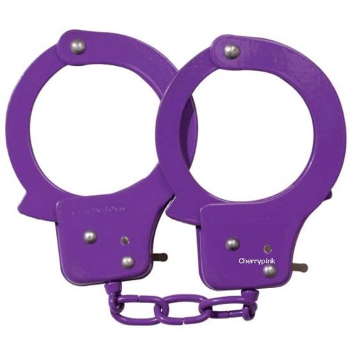 Sex Extra Metal Bondage Handcuff in Purple on a White Background