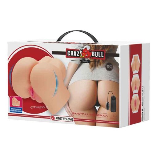 Crazy Bull Hailey Male Masturbator Outer Box with picture of the bum a female model, remote and masturbator on the front