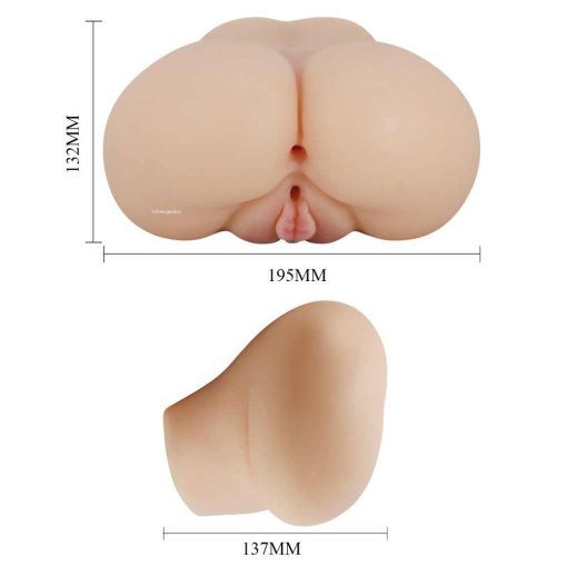 The Top and Front of The Crazy Bull Luna Male Masturbator Flesh With its Sizes