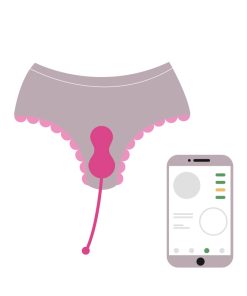 A ddrawing of a knickers with the magic motion egg inside it with a phone.