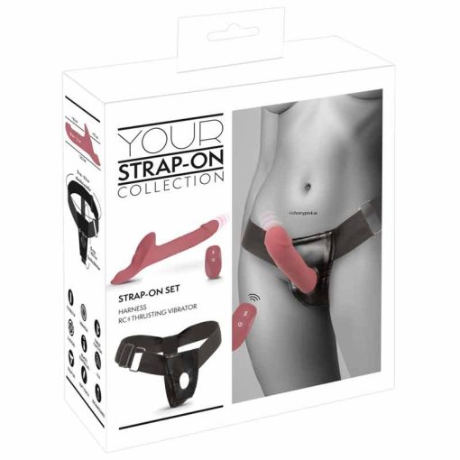 Strap-On Harness Set With Thrusting Vibrator in Its Display Box