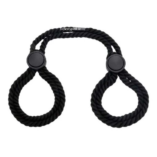Adjustable Black Polyester Bondage Handcuff Rope With Adjustable Wrist Loops