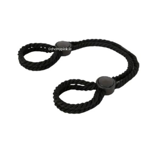 Adjustable Black Polyester Bondage Handcuff Rope With Two Open Loops