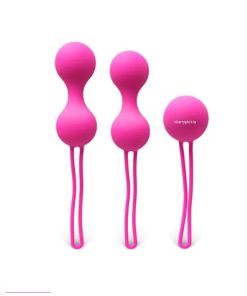 Silicone Ben Wa Ball Exercise Set of Three Standing on a White Background